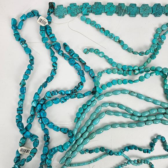 Lot new 22 strands turquoise beads various sizes shapes crafts hobbyist - Picture 2 of 6